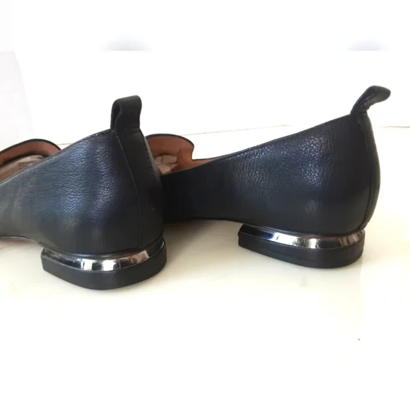 FRANCO SARTO Susie Soft Grain Leather Silver Accent Heel Pointed Toe Flats Sz 9M - Picture 7 of 10